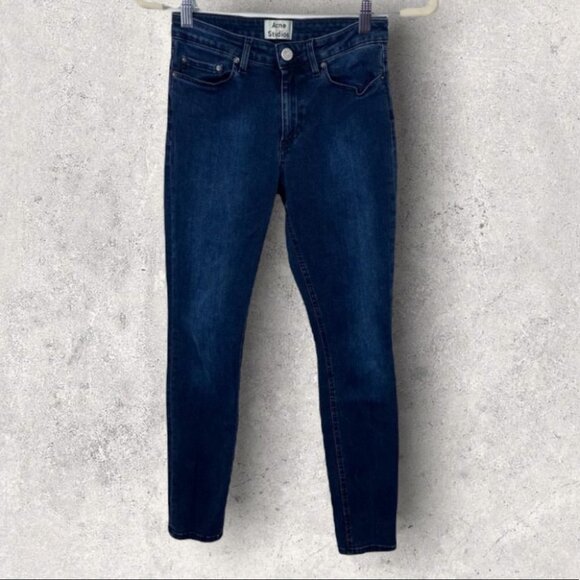 Acne Studios Skin 5 Deep Skinny Jeans Denim Size 26 Dark Indigo Blue Stretch - Picture 3 of 12